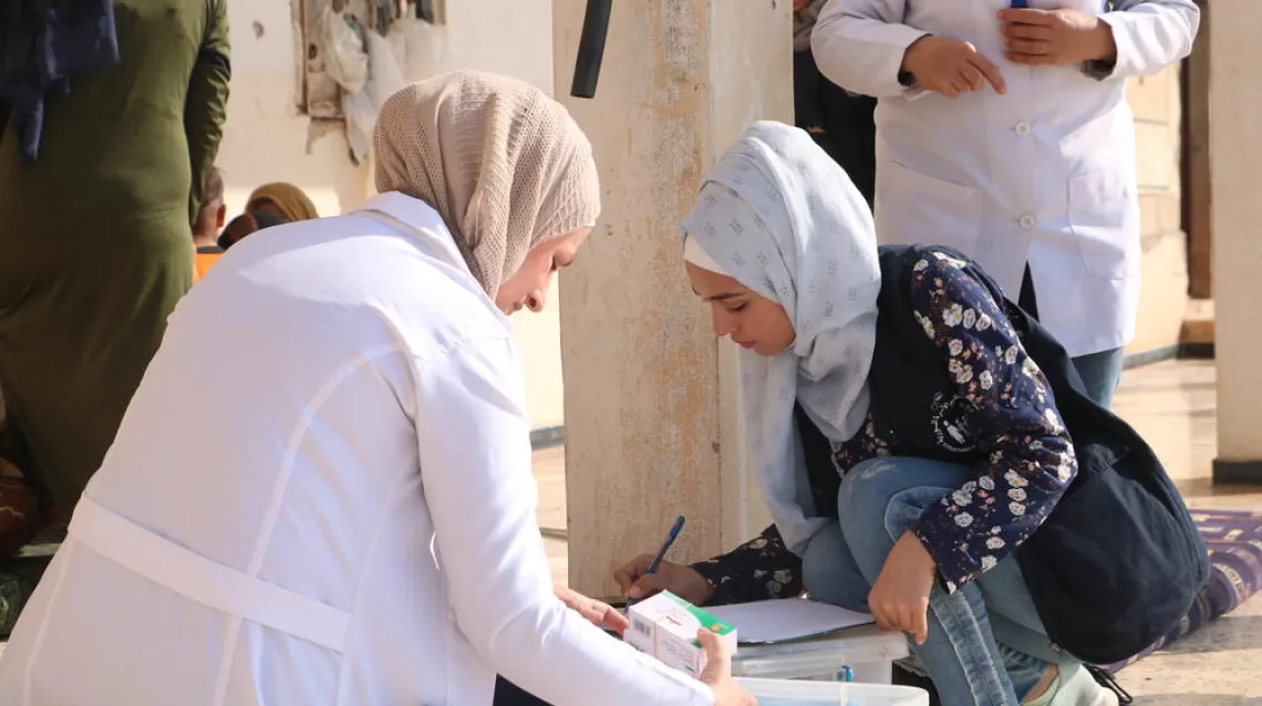 In Idlib in northwest Syria, two mobile medical teams have been deployed by UNFPA&rsquo;s partner, the Syria Family Planning Association, to reach those in remote rural areas. The teams provide reproductive health consultations, pregnancy check-ups, psychological first aid, psychosocial support, gender-based violence interventions, and dignity and hygiene kits. &copy; UNFPA Syria/Massoud Hasan
