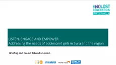Addressing the needs of adolescent girls in Syria and the region cover