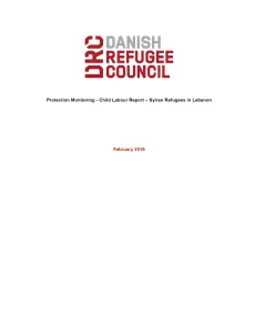  Protection monitoring - child labour report - Syrian refugees in Lebanon cover/first page