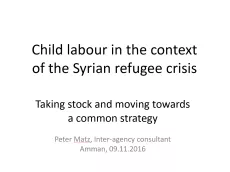 Child labour in the context of the Syrian refugee crisis first slide with title