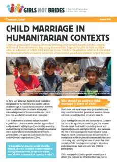 Cover child marriage in humanitarian contexts