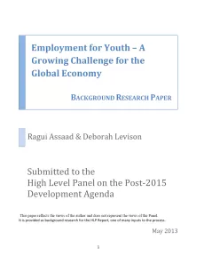 Employment for youth - a growing challenge for the global economy first page