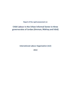 The picture shows the first page of the report, without pictures and entitled "Report of the rapid assessment in Child Labour in the Urban Informal Sector in three governorates of Jordan"