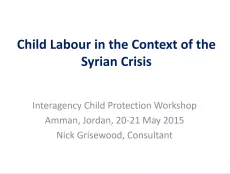 First slide of child labour in the context of the Syrian crisis: Jordan with a title, without picture