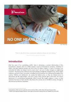 Screenshot of the first page with a picture of a young boy writing the Arabic alphabet