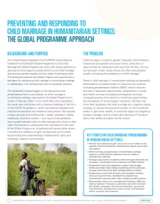 Screenshot of the brief - preventing and responding to child marriage in humanitarian settings