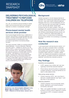 Screenshot of the brief on telephone services for refugee children