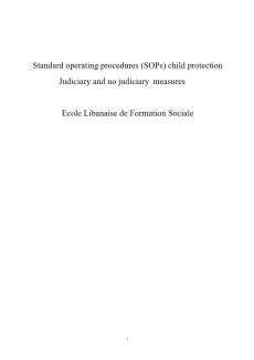 The cover shows the title "SOPs child protection judiciary and no judiciary measures" and the author Ecole Libanaise de Formation Sociale on a white background with no illustration or picture.