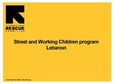 First slide of street and working children program, yellow background, no pictures