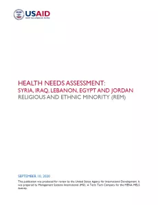 Health needs assessment: Syria, Iraq, Lebanon, Egypt, and Jordan Religious and Ethnic Minority  cover