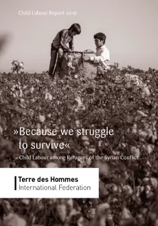 The cover shows a picture of two children working in a field, the picture is in sepia